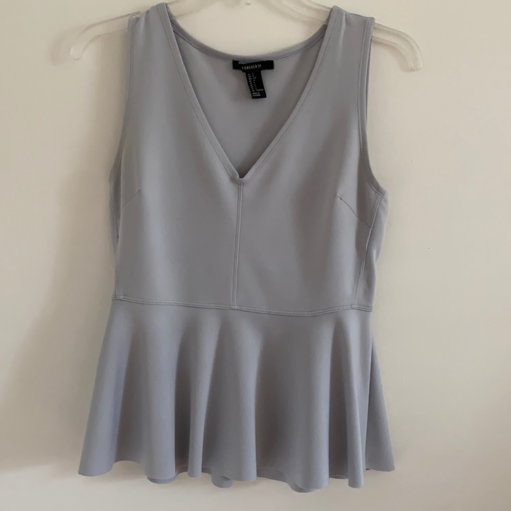 Grey peplum stretchy tank